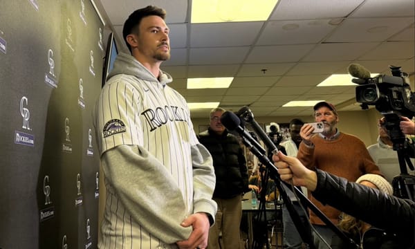 Brenton Doyle answers questions from media.